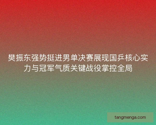 樊振东强势挺进男单决赛展现国乒核心实力与冠军气质关键战役掌控全局