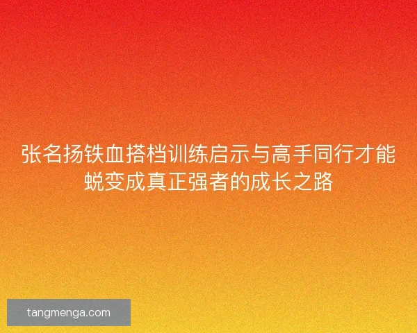 张名扬铁血搭档训练启示与高手同行才能蜕变成真正强者的成长之路